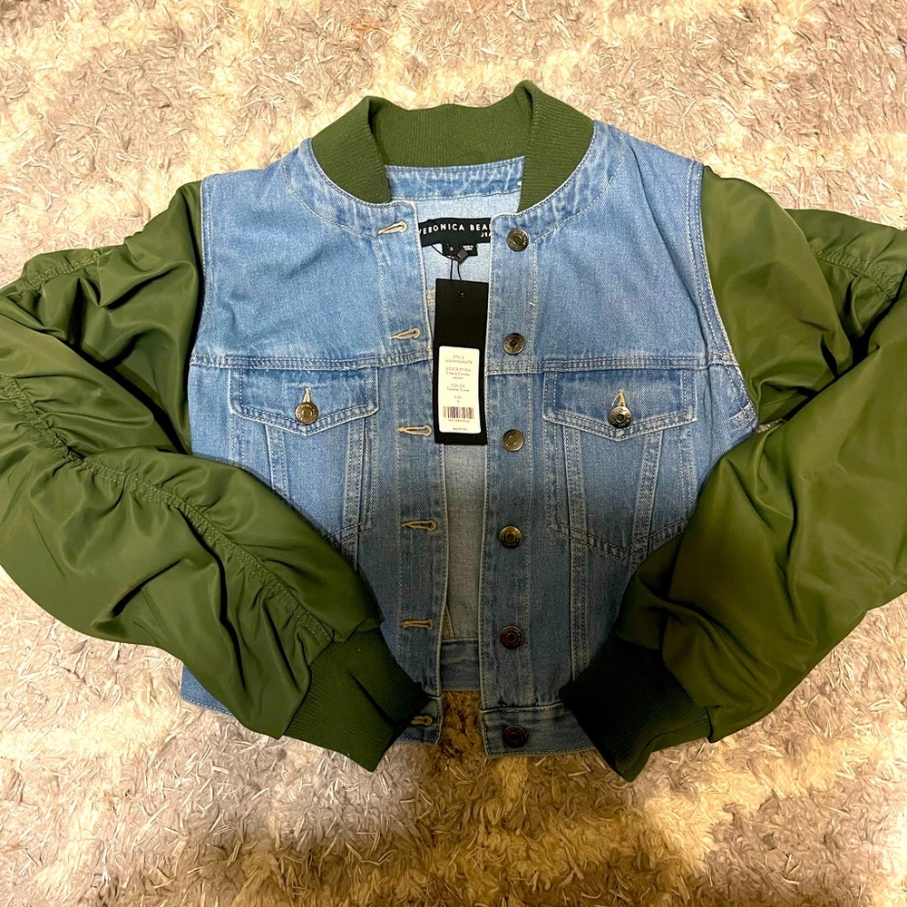 VERONICA BEARD bomber jacket 
Emelia denim-paneled bomber jacket (New With Tags)